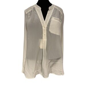 Victoria's Secret Silk Semi Sheer Button Down Blouse Ivory Cream Size XS/TP NWOT